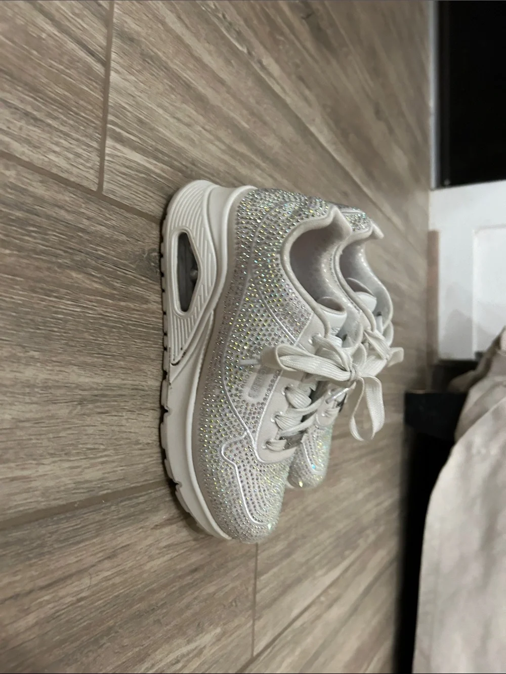 Skechers Kids White Iridescent Rhinestone Sneakers - Picture 1 of 4